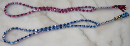 Set of customised tasbeehs with tassels and letter beads