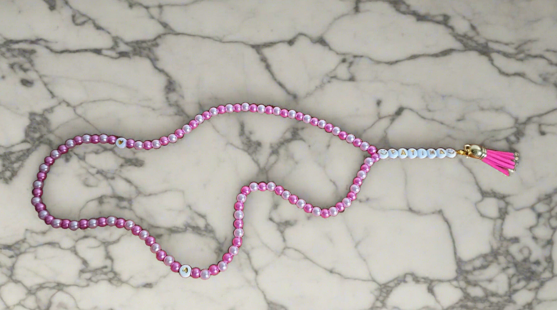 Handmade customised tasbeeh with name beads and tassel