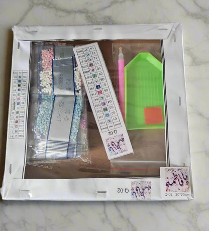 Diamond art kit for kids with beads, pen, and Arabic calligraphy canvas